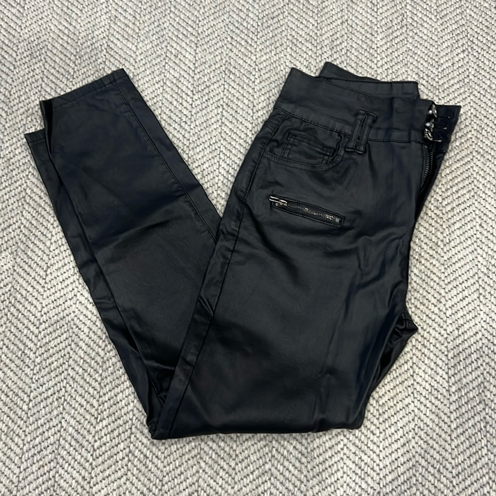 ECUPPER Womens Faux Leather High Waist Stretch Push Up Pants